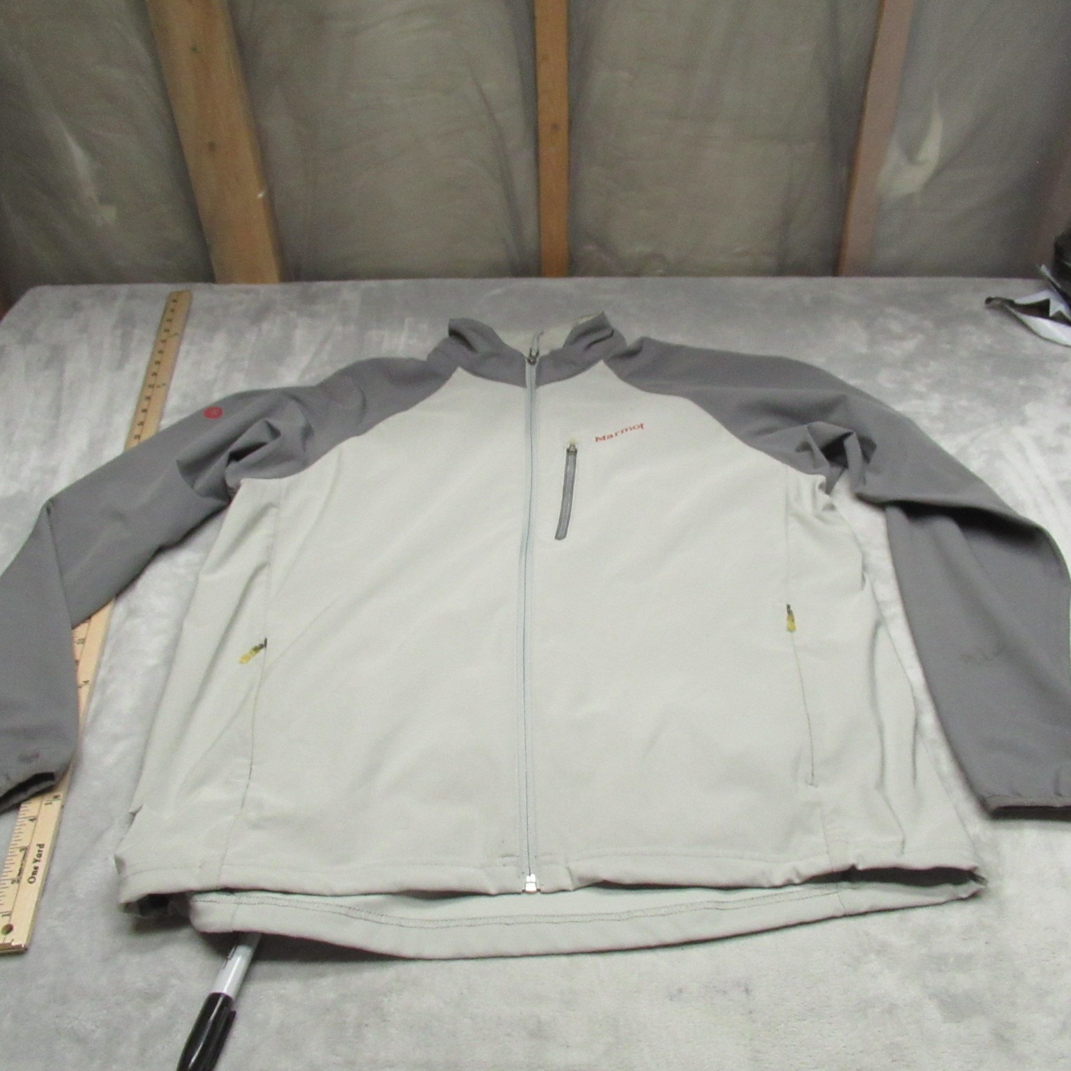 Marmot Jacket Mens Xl Grey Full Zip Stretch Outdoor Hiking Softshell Rain Wind